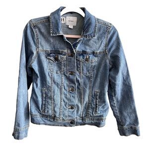 Old Navy Denim Trucker Jean Jacket Womens Small Blue Button Up Cotton Classic